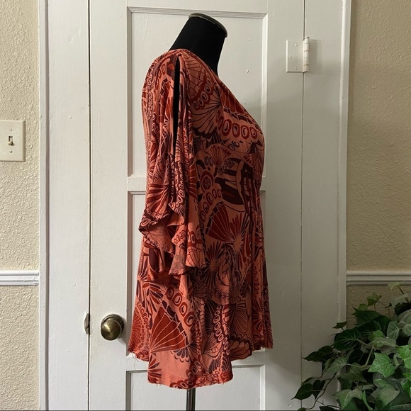 Free People Coral Combo Amour Pullover Cold Shoulder Top - Picture 7 of 16